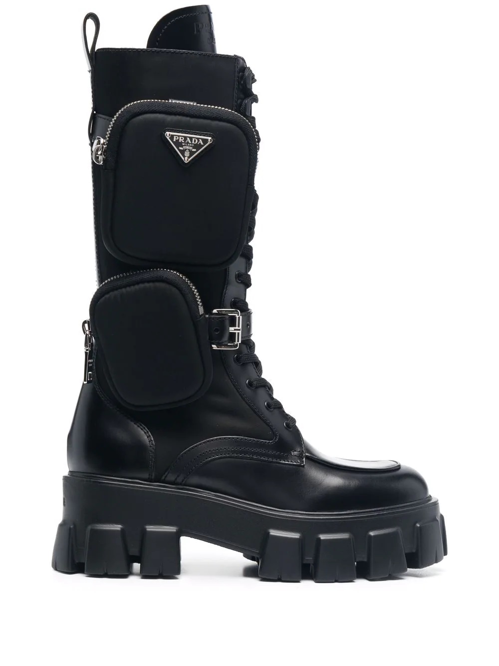 Brushed rois leather and nylon Monolith boots