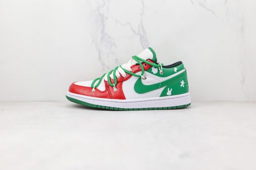 NIKE AJ1 Air Jordan 1 low Ow joint white red green splicing