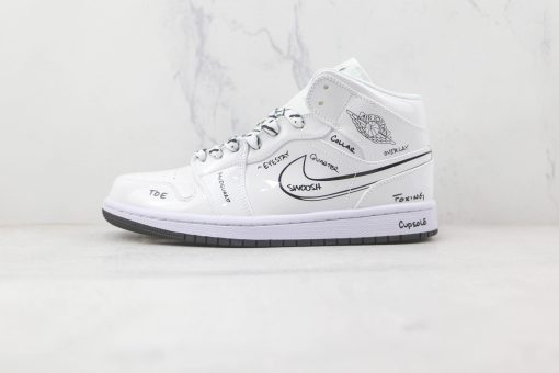 NIKE Air Jordan 1 Mid White Black Graffiti