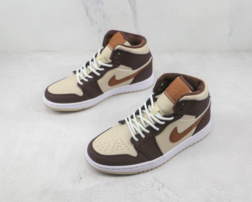 NIKE Air Jordan AJ1 Mid Brown yellow brown hook