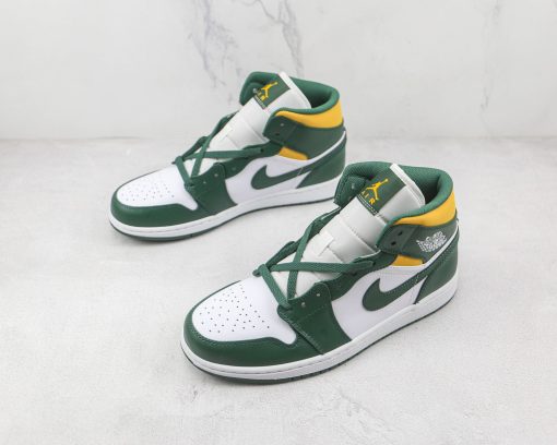 NIKE Air Jordan AJ1 Mid White green yellow