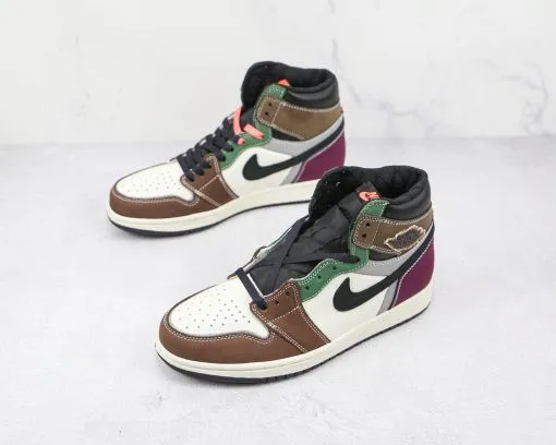 NIKE Air Jordan 1 High White brown black purple green