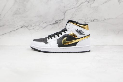 NIKE Air Jordan 1 Mid White black gold