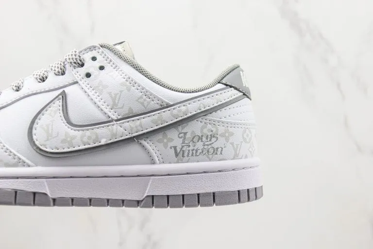 LV x Nike SB Dunk Low White Light Grey Sliver