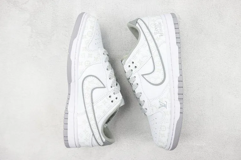 LV x Nike SB Dunk Low White Light Grey Sliver