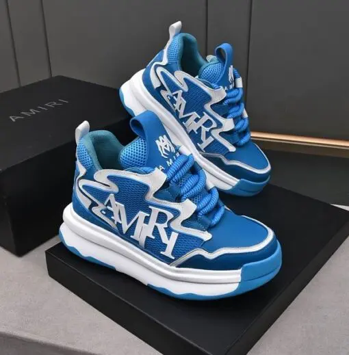AMIRI Skel High Top Sneakers Blue & White