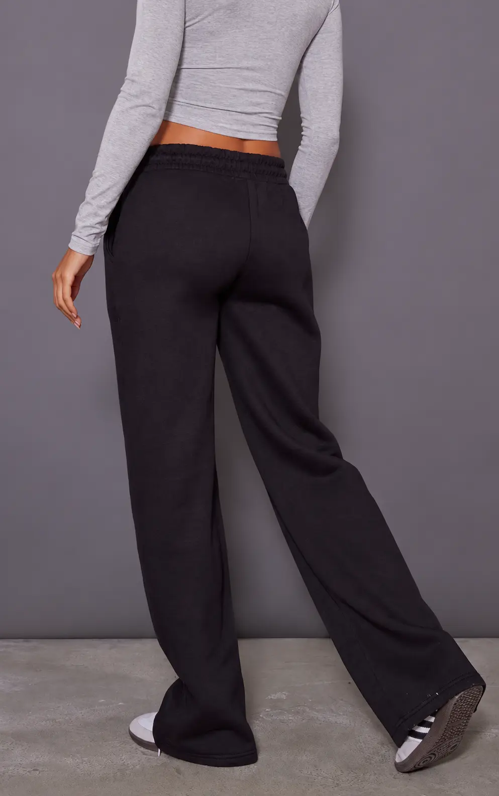 Black Oversized Drawstring Wide Leg Joggers — view 2