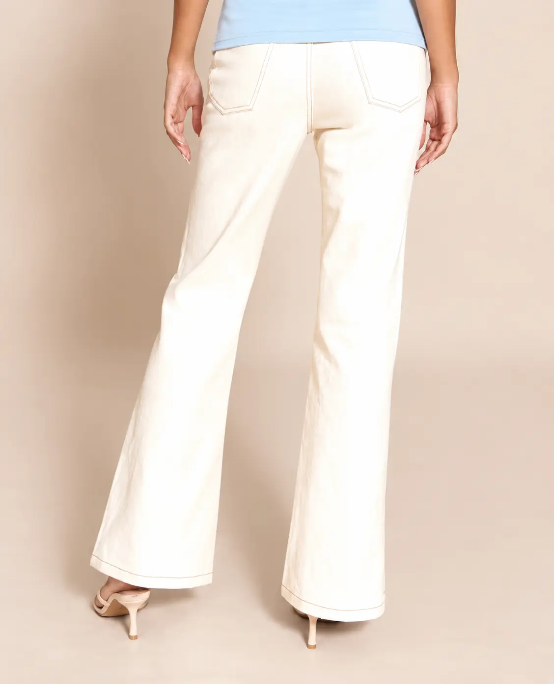 Ecru Mid Rise Wide Leg Jeans — view 3