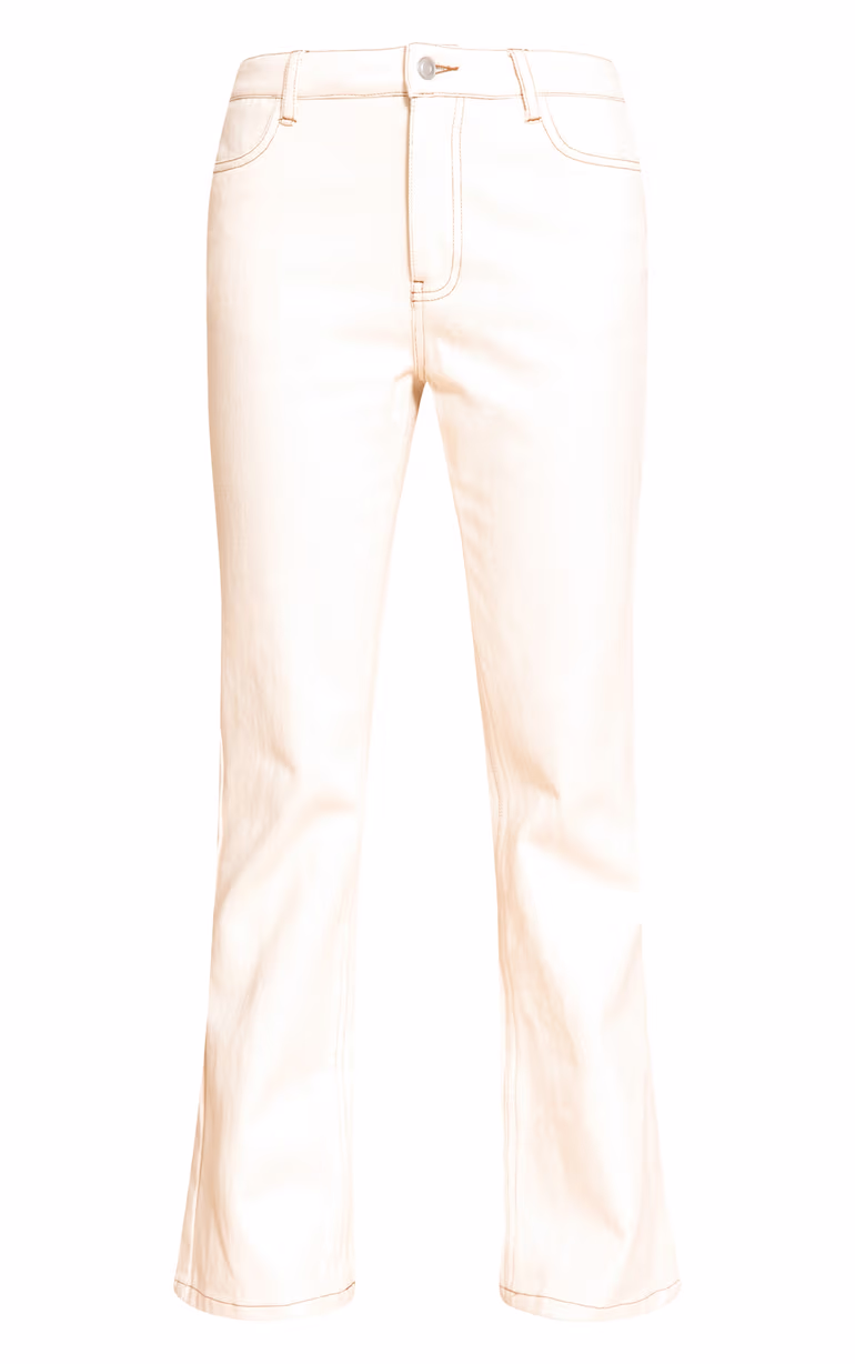 Ecru Mid Rise Wide Leg Jeans — view 4