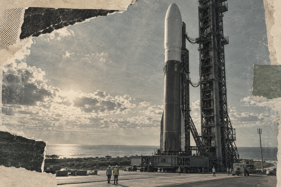 Generated editorial illustration for: Blue Origin reportedly raises $10B at a $140B valuation