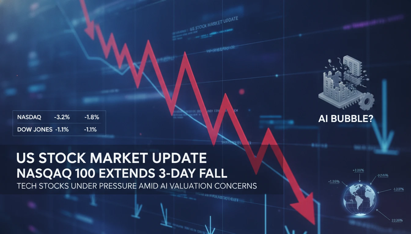 US Stock Market Update: Nasdaq 100 Extends 3-Day Fall – Tech Stocks Under Pressure Amid AI Valuation Concerns