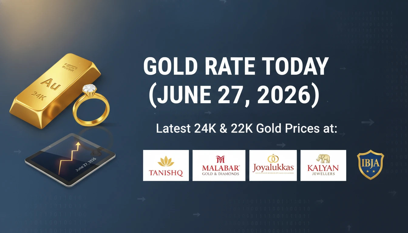 Gold Rate Today (June 27, 2026): Latest 24K & 22K Gold Prices at Tanishq, Malabar, Joyalukkas, Kalyan Jewellers & IBJA