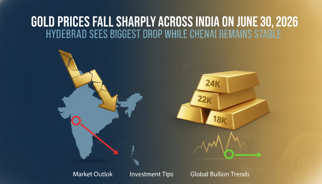 Gold Prices Fall Sharply Across India on June 30, 2026: Hyderabad Sees Biggest Drop While Chennai Remains Stable