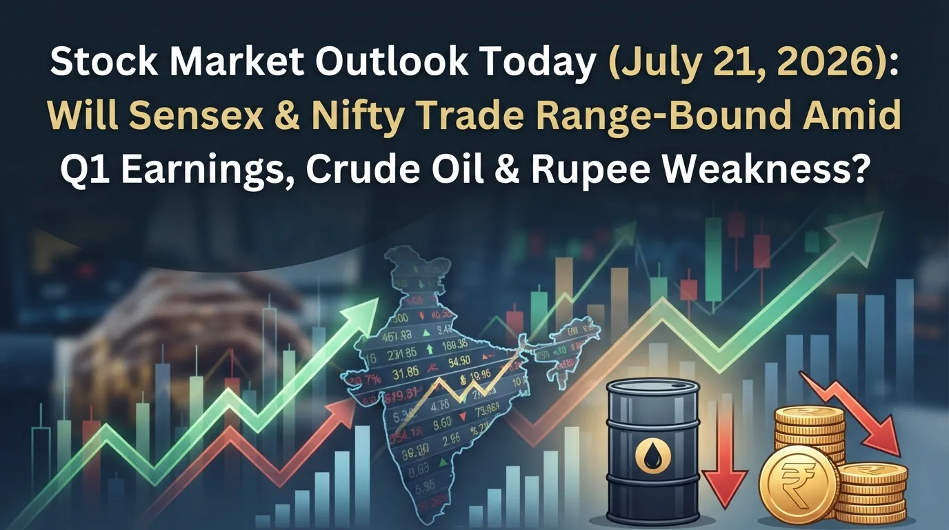 Stock Market Outlook Today (July 21, 2026): Will Sensex & Nifty Trade Range-Bound Amid Q1 Earnings, Crude Oil & Rupee Weakness?