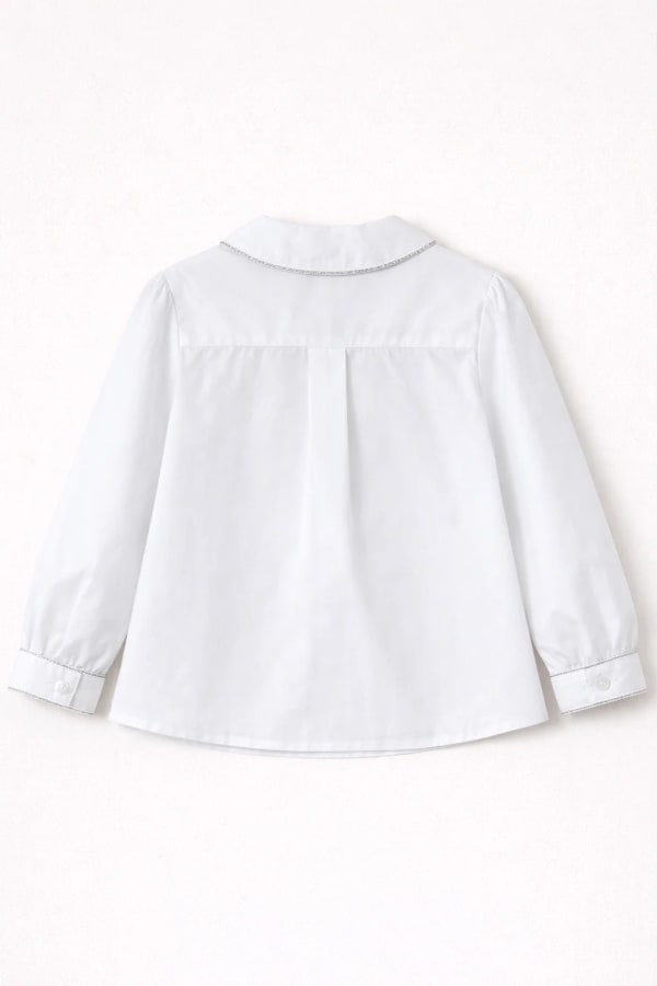 Chemisier blanc col Claudine – Fille
