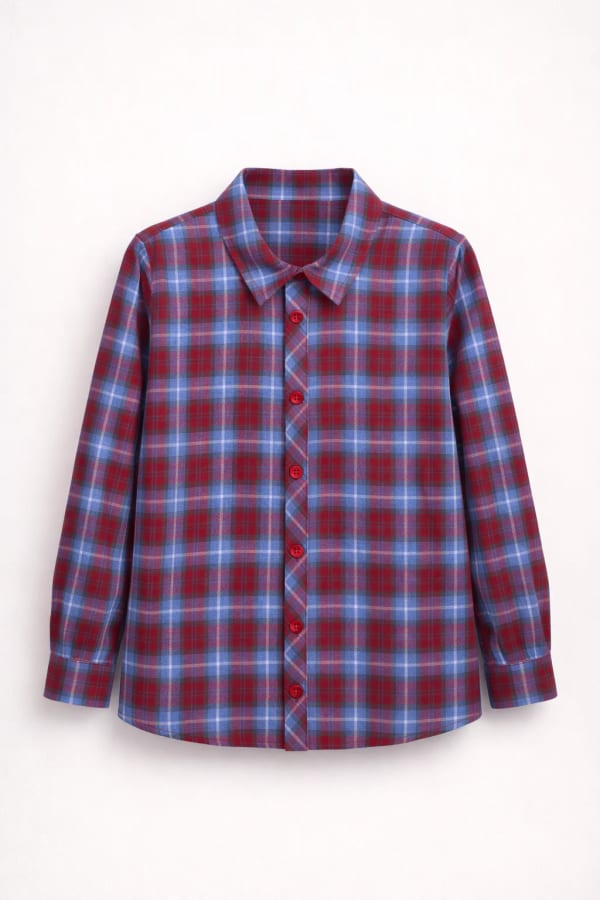 Chemise Garçon Carreaux Rouge & Bleu – Style Classique Moderne