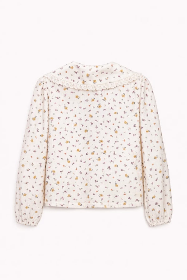 Blouse fleurie à col volanté – Fille