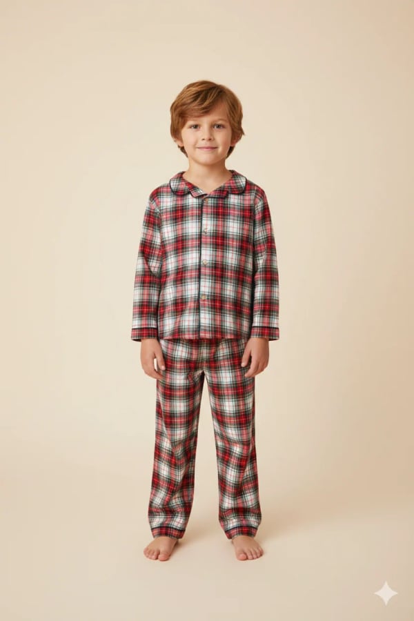 Ensemble pyjama garçon à carreaux – Confort & style classique