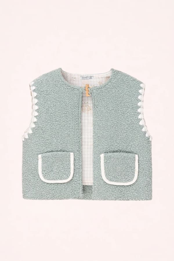 Gilet bébé sans manches en tissu bouclette