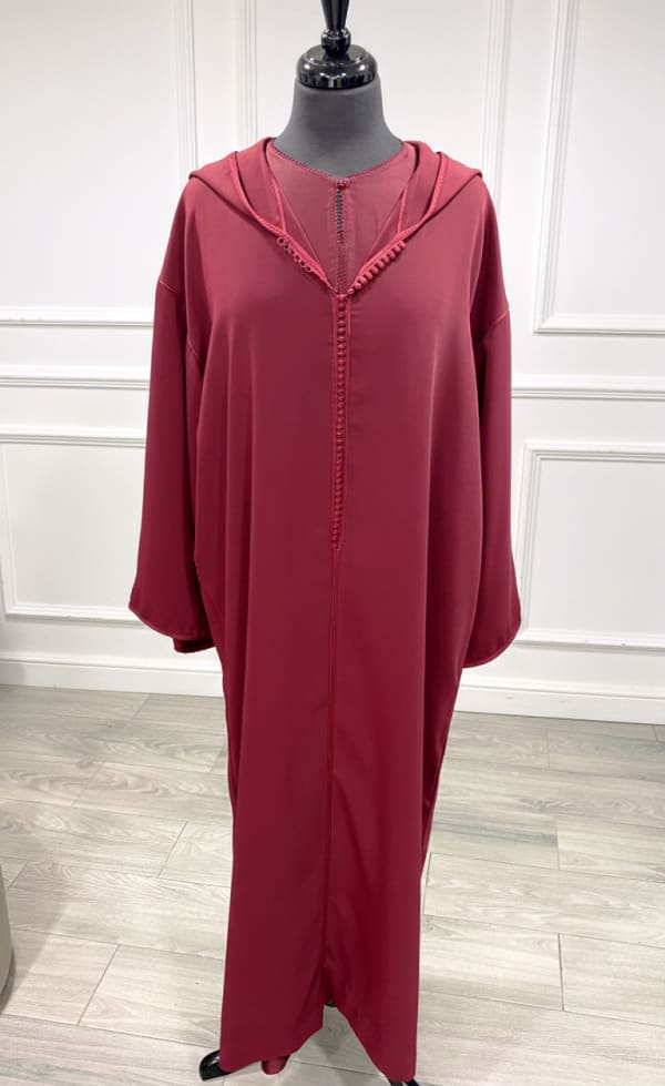 Djellaba crêpe 2 pièces bordeaux – 39ad + kmiss randa