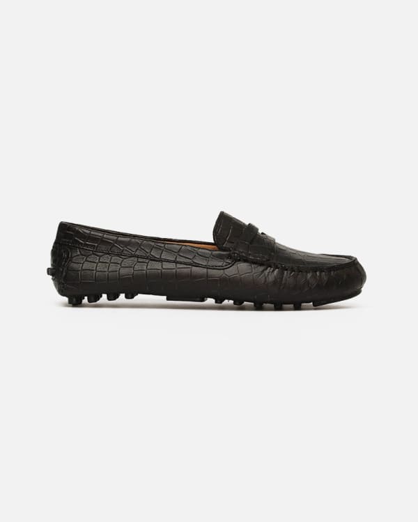 Mocassin Driver Max Noir imprimé Croco