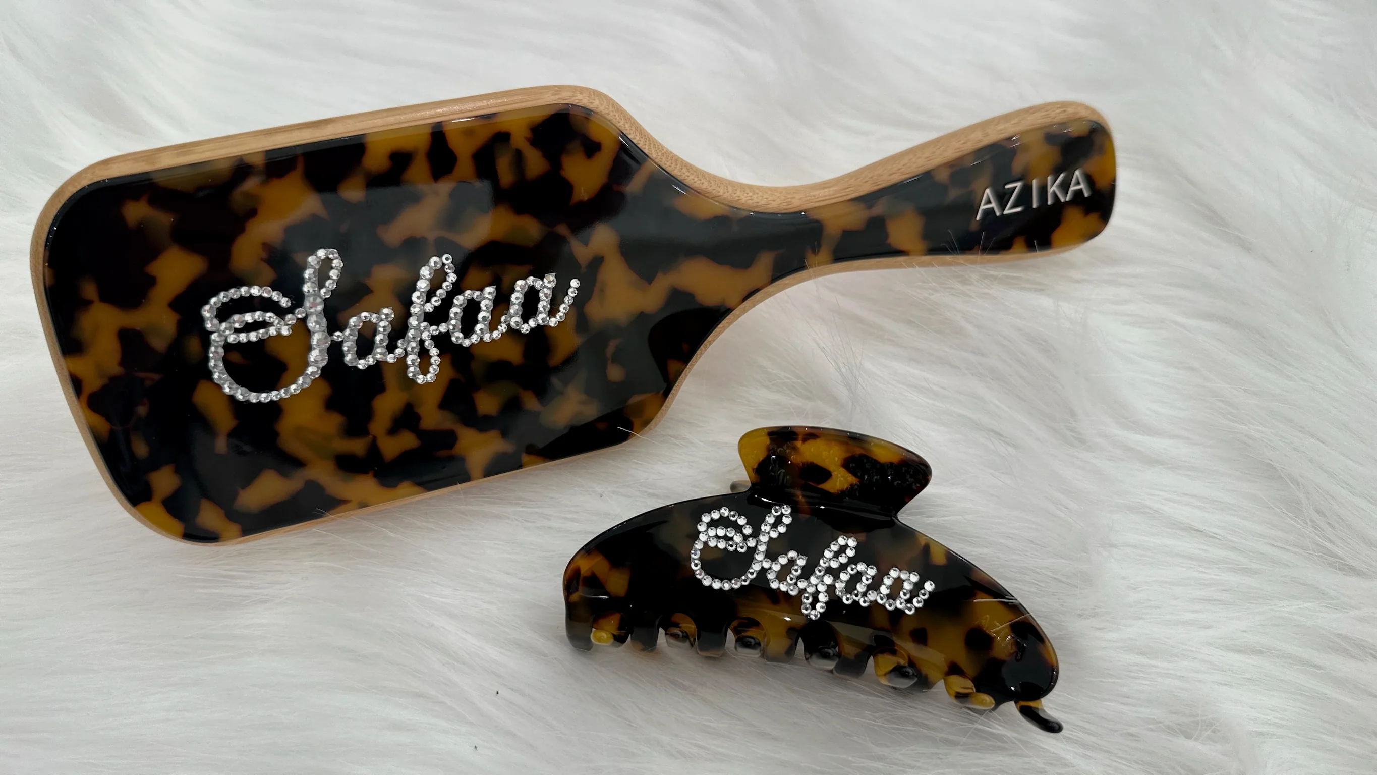 Personalized Bamboo Brush + Clip Set