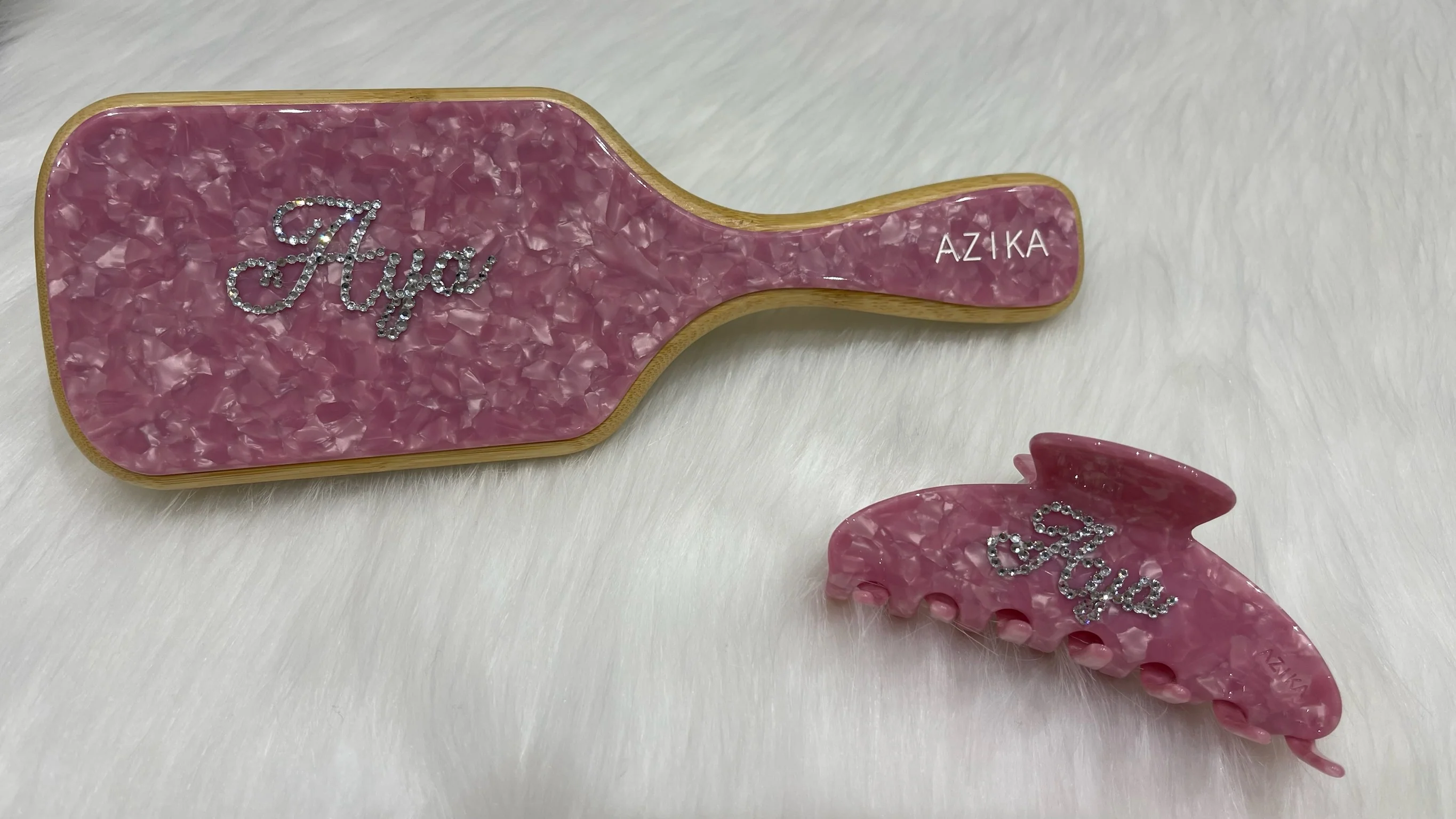 Personalized Bamboo Brush + Clip Set