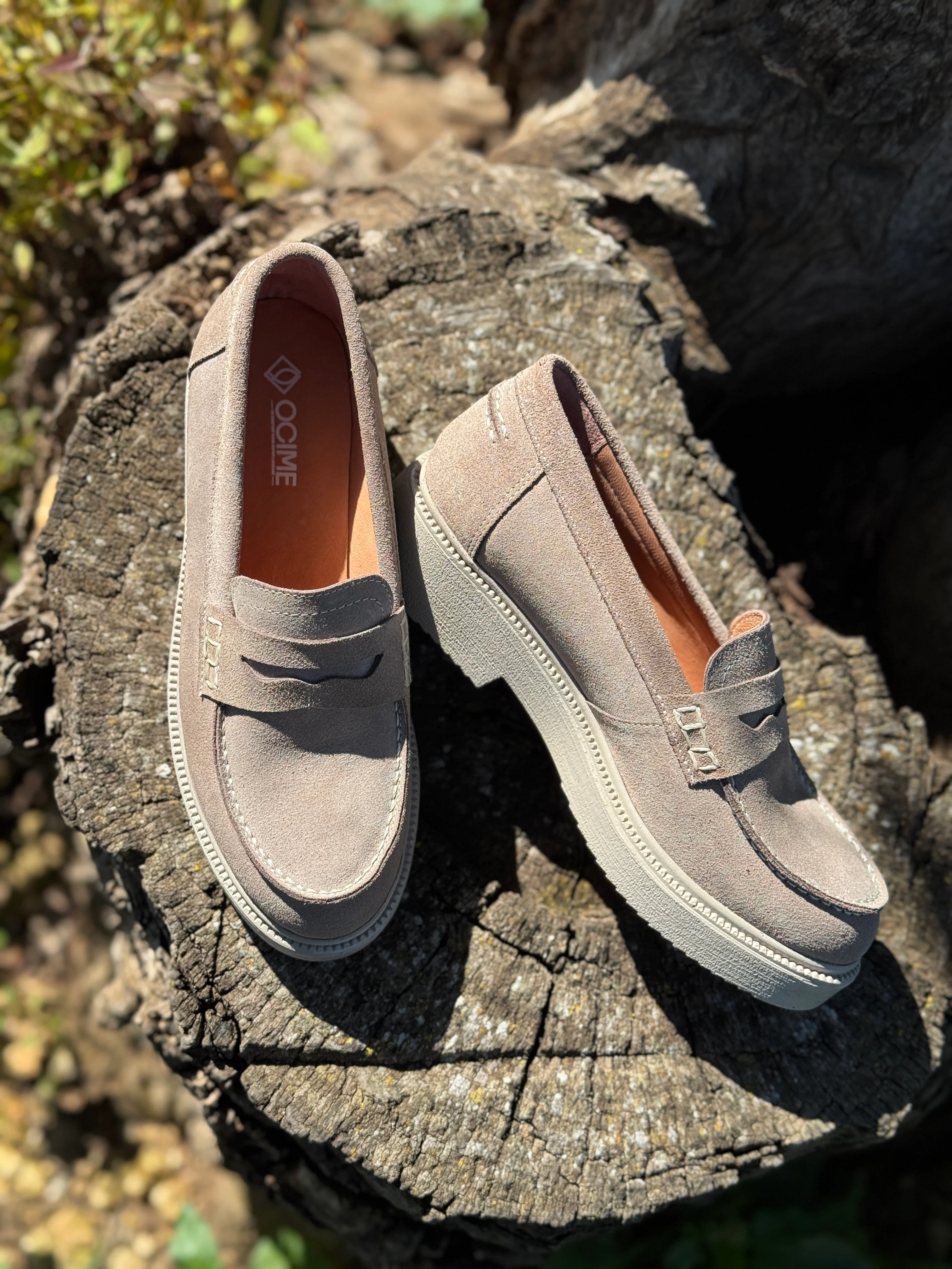 Mocassins OCIME en daim beige clair pour femme