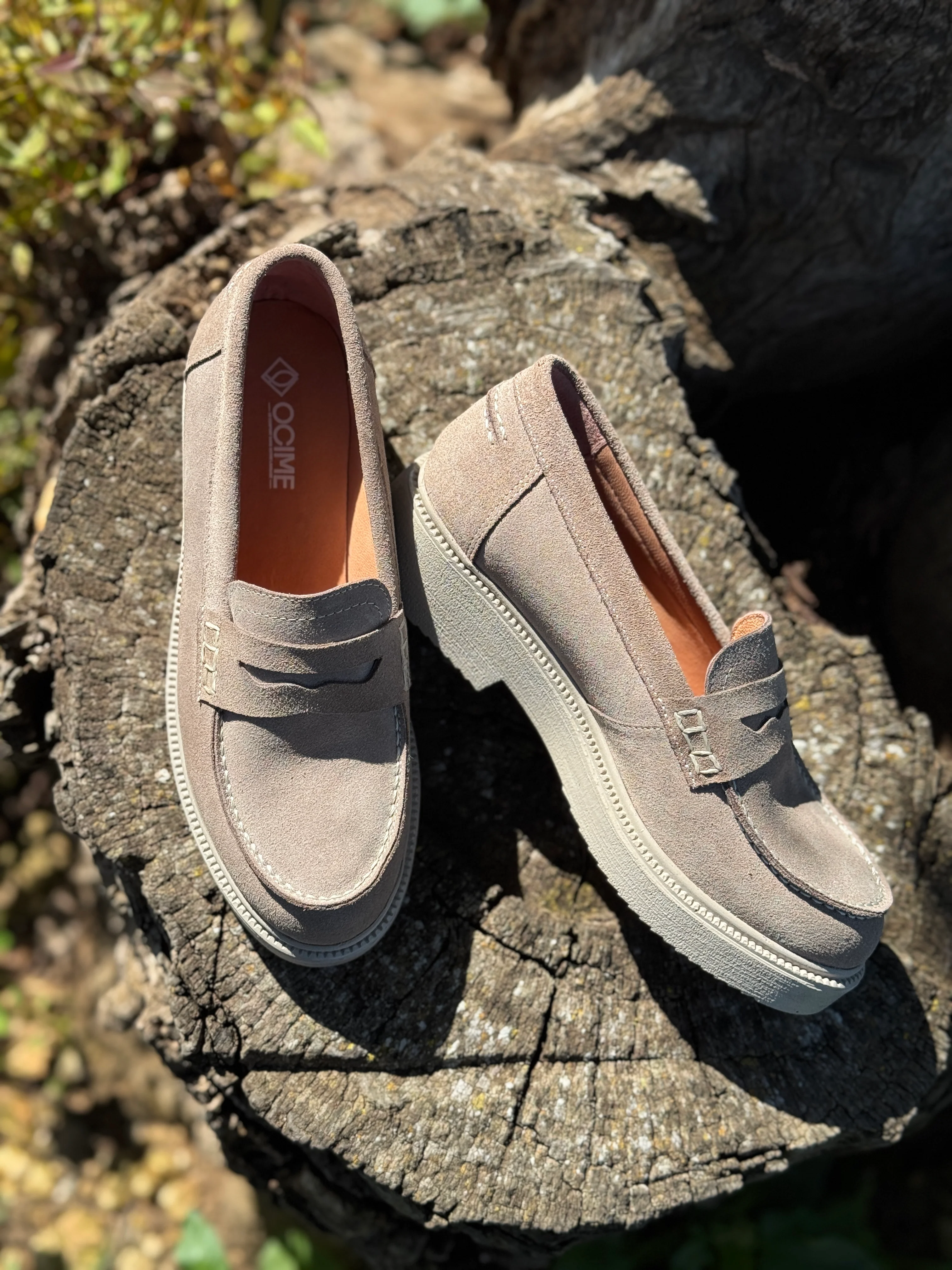 Mocassins OCIME en daim beige clair pour femme