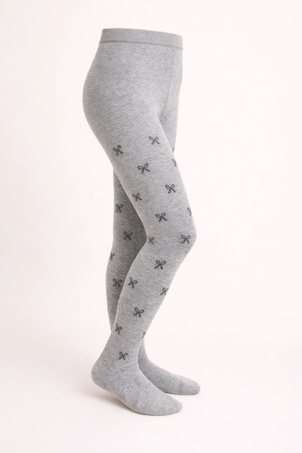 Collant Enfant En Coton Organic Motif Nœuds – Gris Clair
