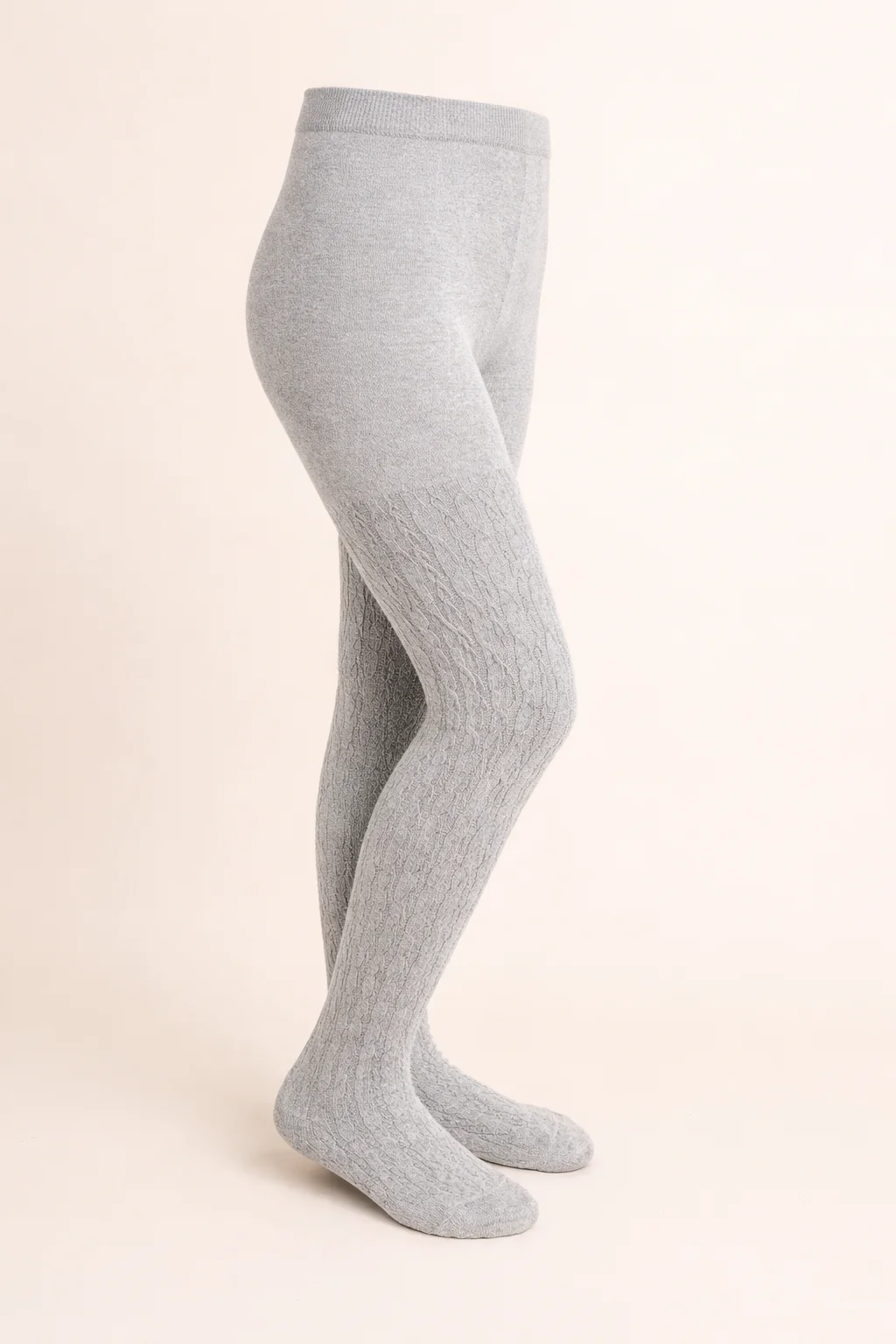 Collant Enfant En Coton Organic Maille Tressée – Gris Clair