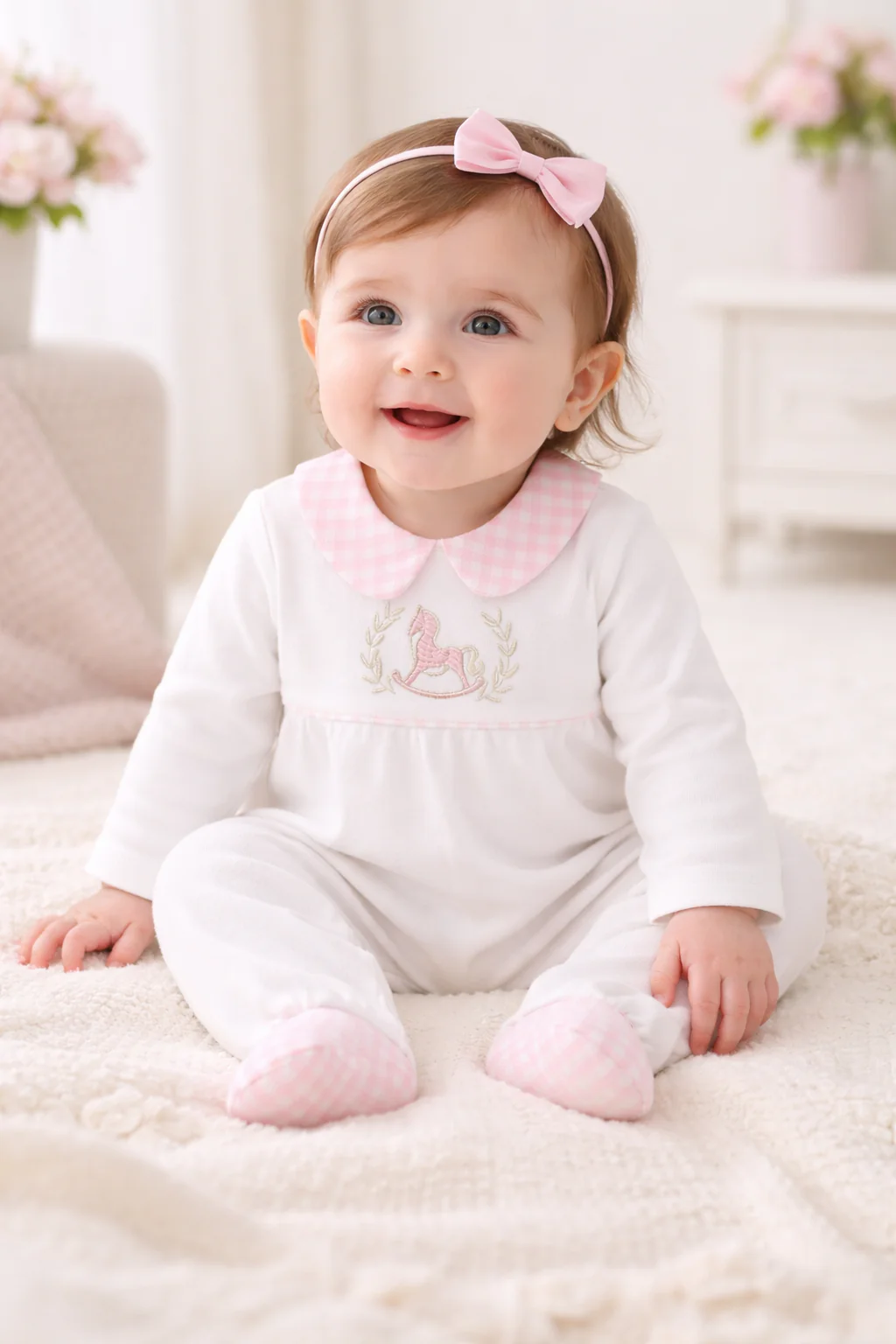 Grenouillère Bébé Fille – Élégance Douce & Intemporelle