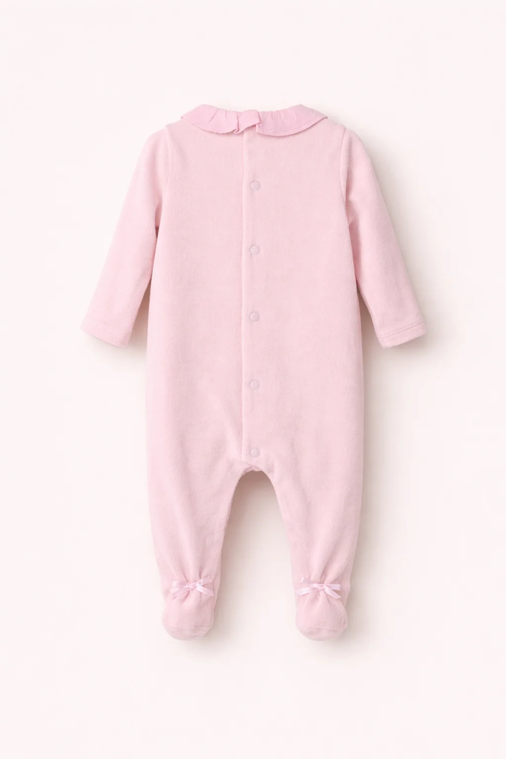 Grenouillère Bébé Fille Rose Doux avec Col Volant