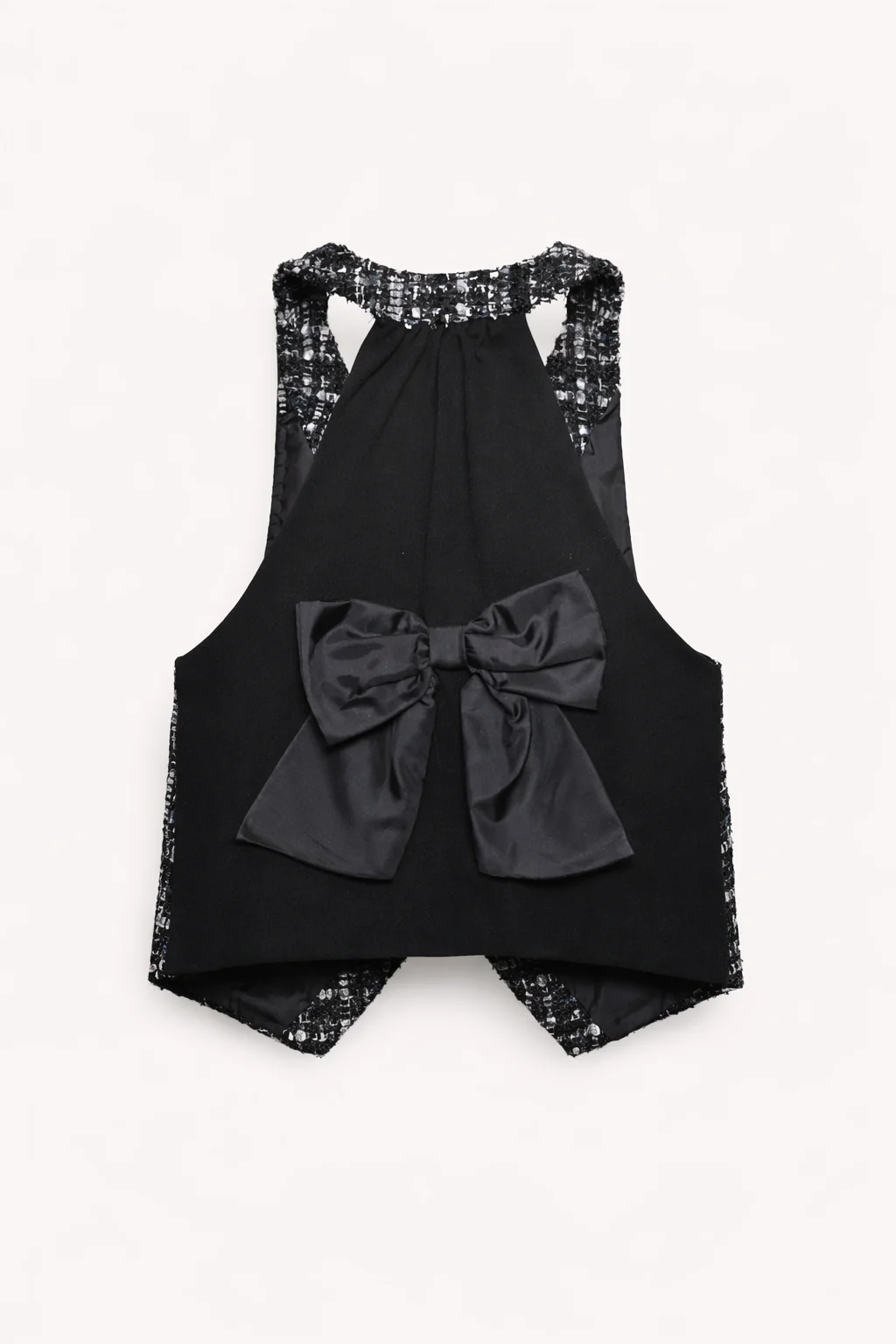 Gilet Fille Tweed Noir & Blanc – Élégance Intemporelle