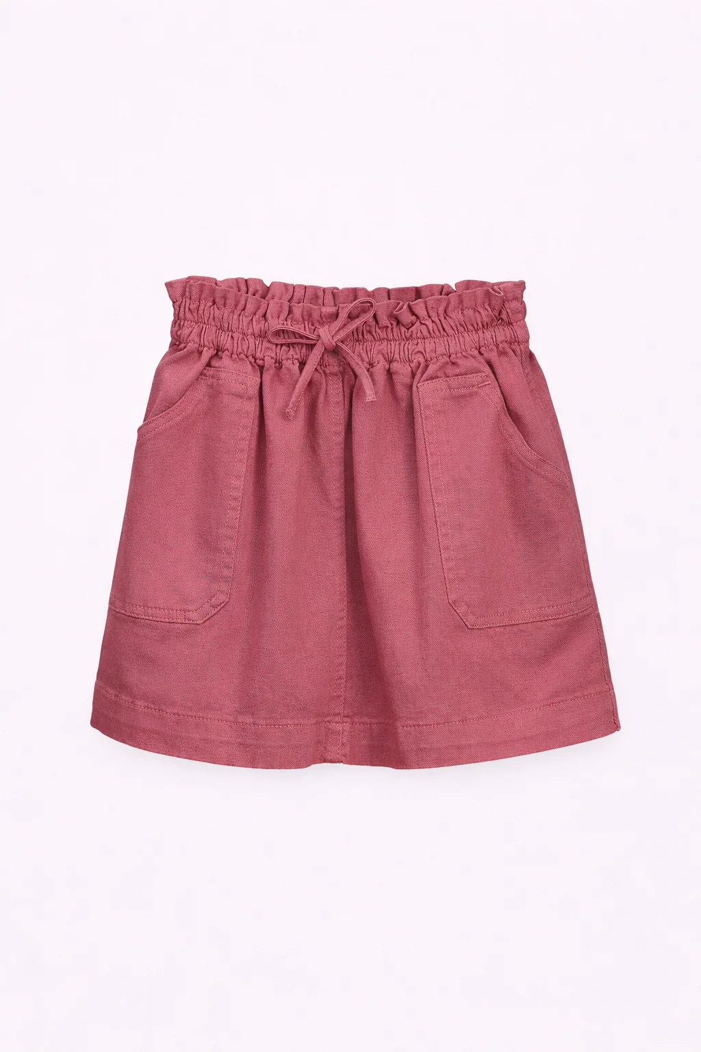 Jupe fille en gabardine rose – Taille élastique
