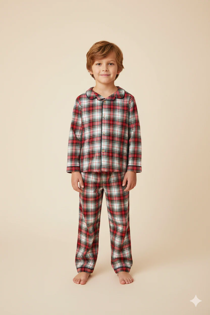 Ensemble pyjama garçon à carreaux – Confort & style classique