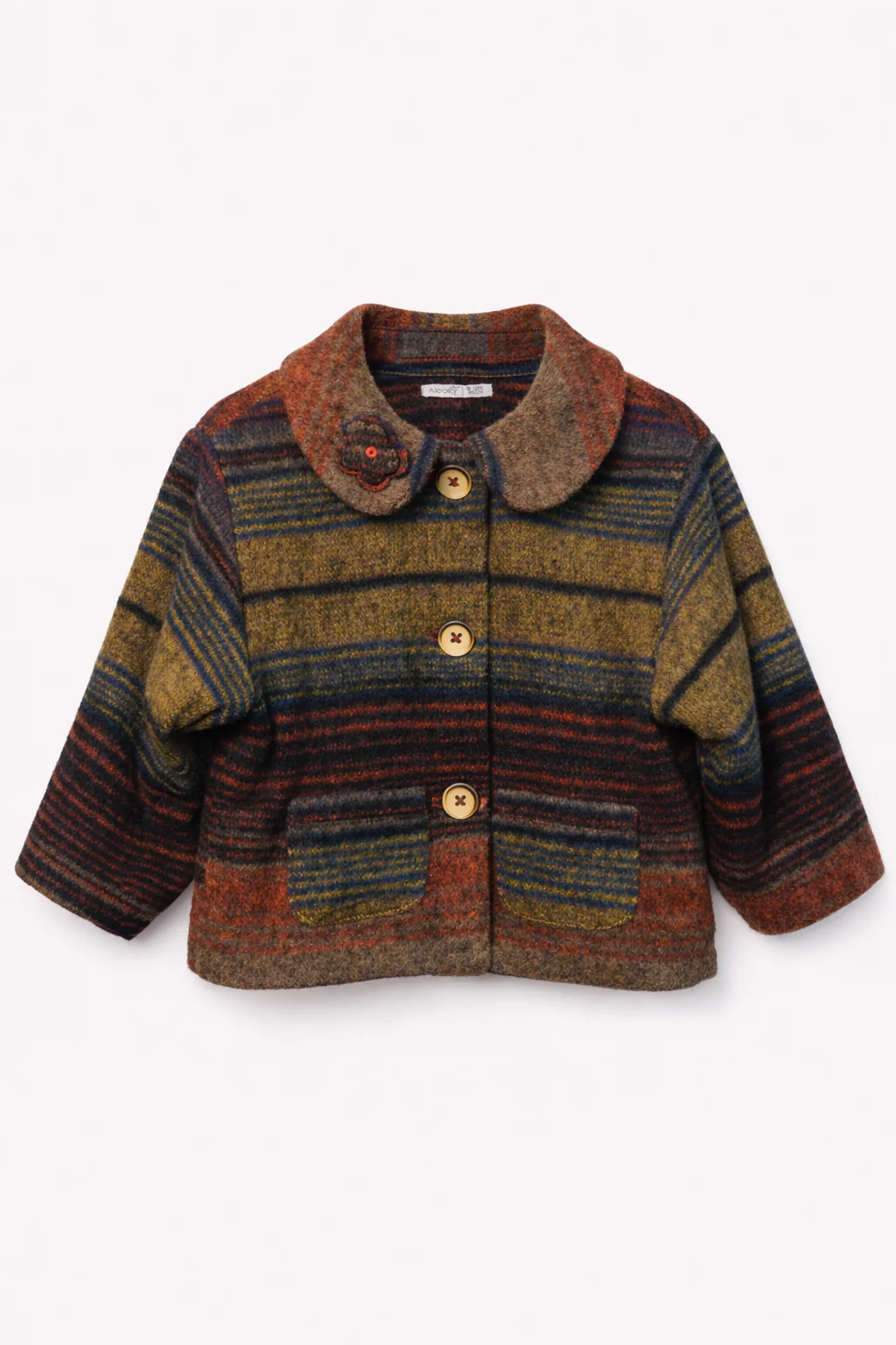 Veste bébé à rayures – Style vintage & chaleur naturelle
