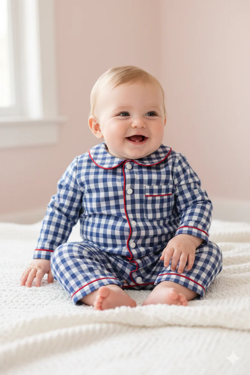 Pyjama bébé à carreaux – Élégance et confort