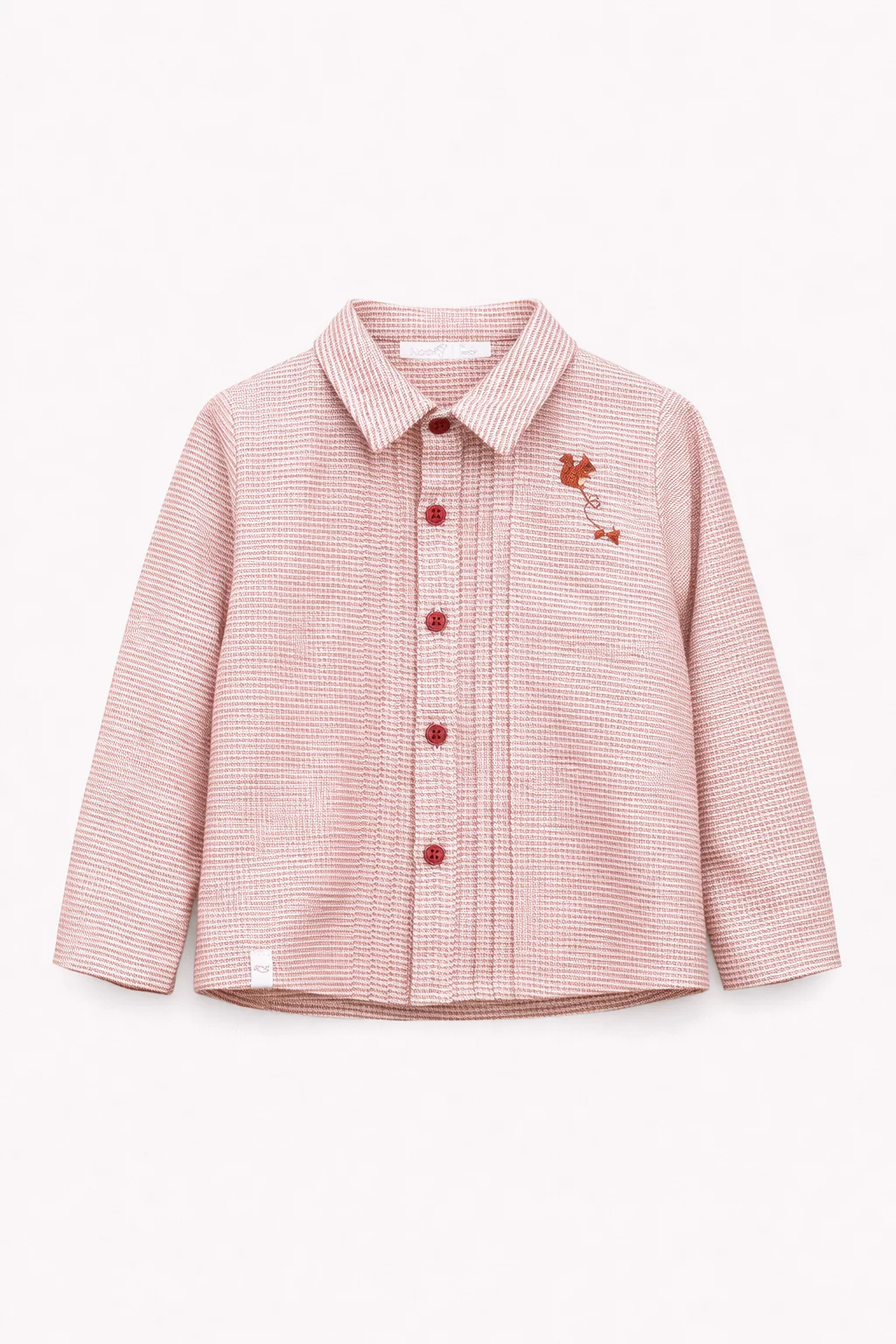 Chemise bébé garçon – Motif vichy bordeaux avec broderie