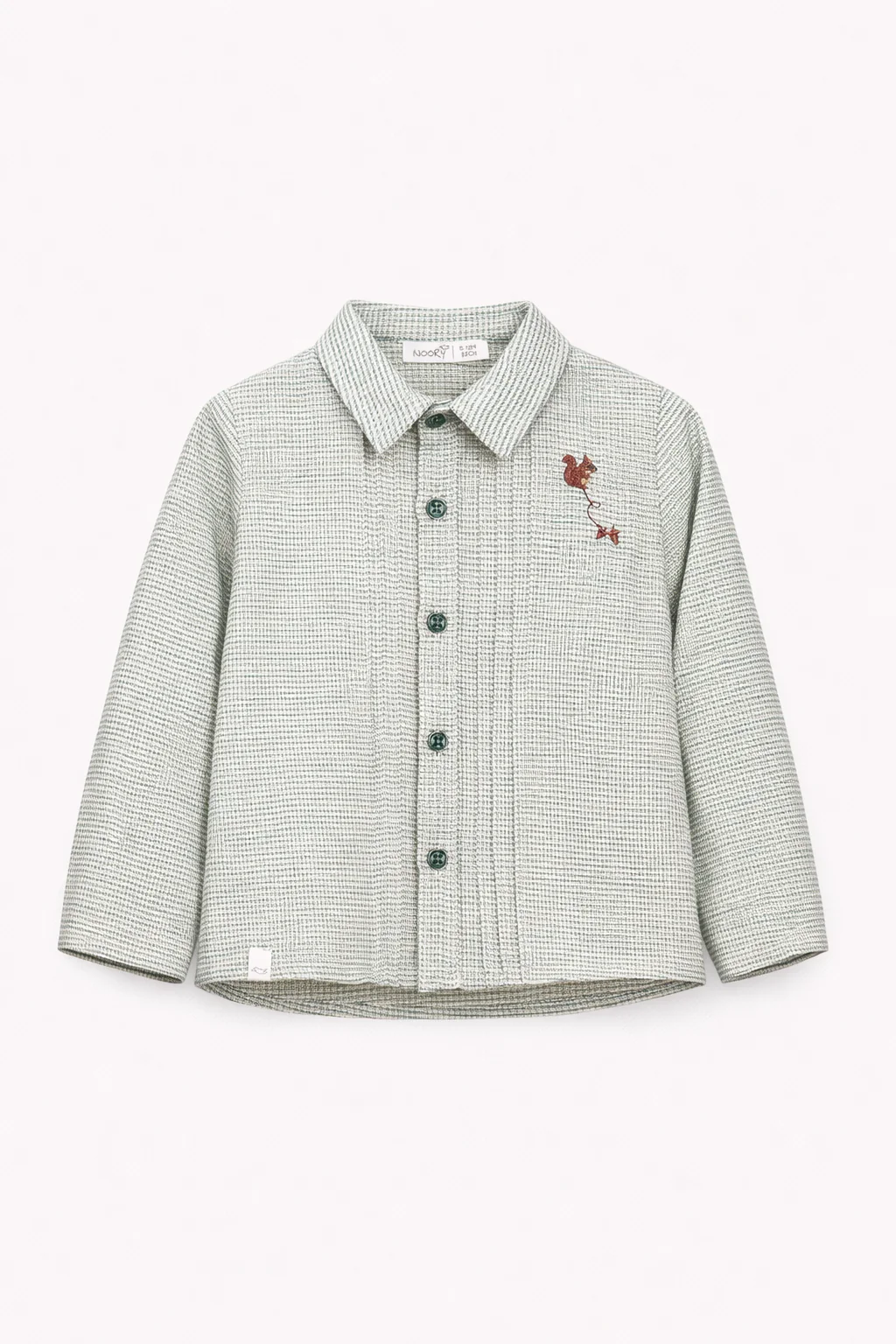 Chemise bébé garçon – Motif vichy vert avec broderie