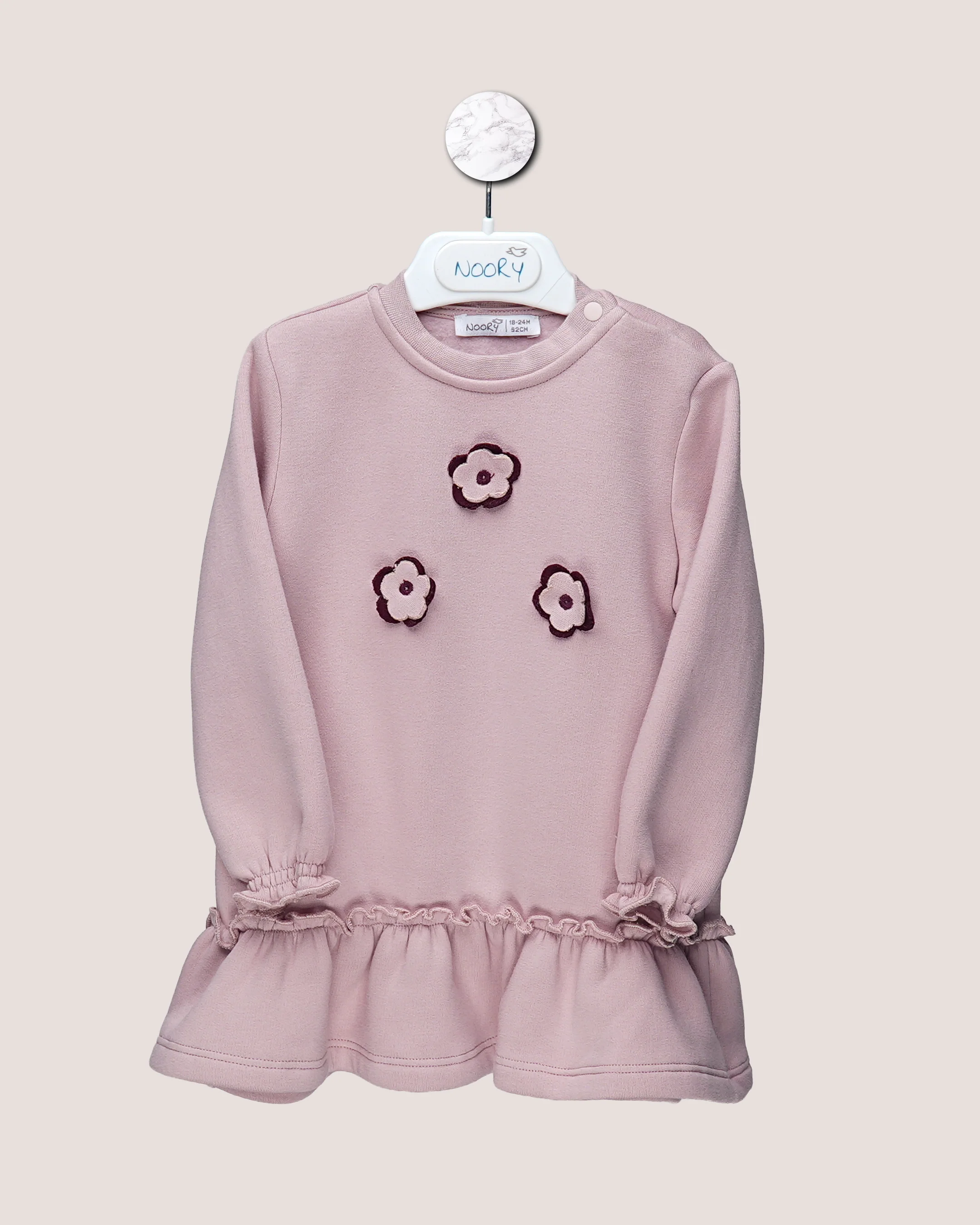 Robe bébé fille en molleton – Détails fleurs brodées