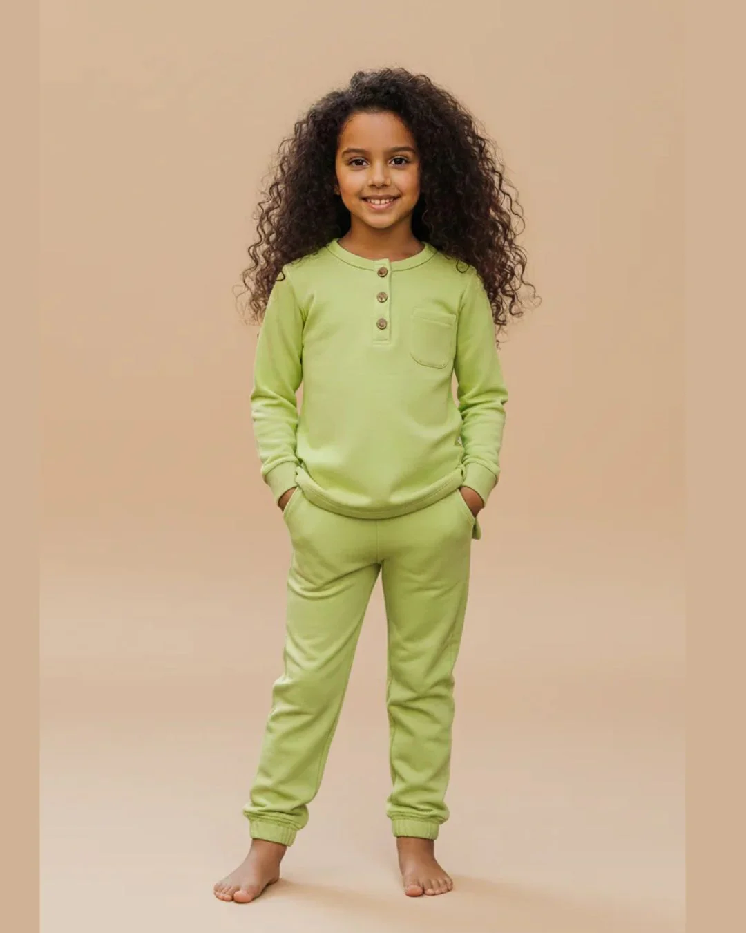 Ensemble Pull & Pantalon Doux Mini Garçons Vert Anis