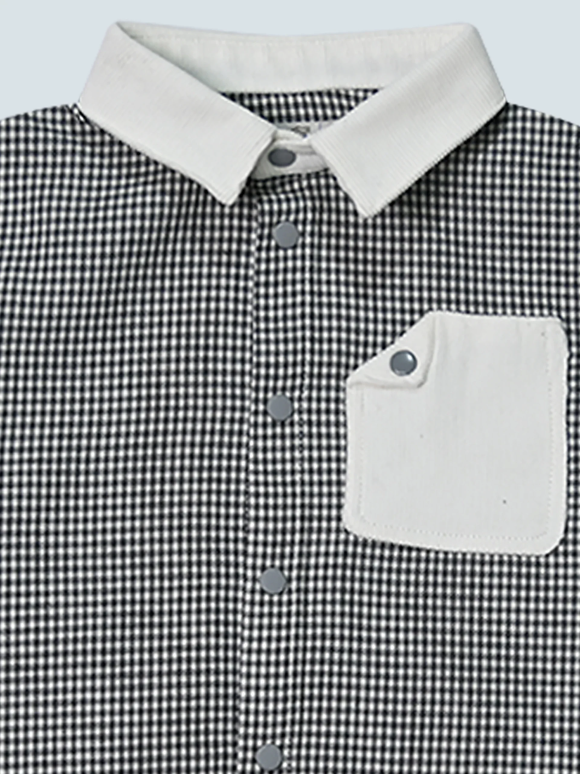Chemise garçon à petit carreaux gris