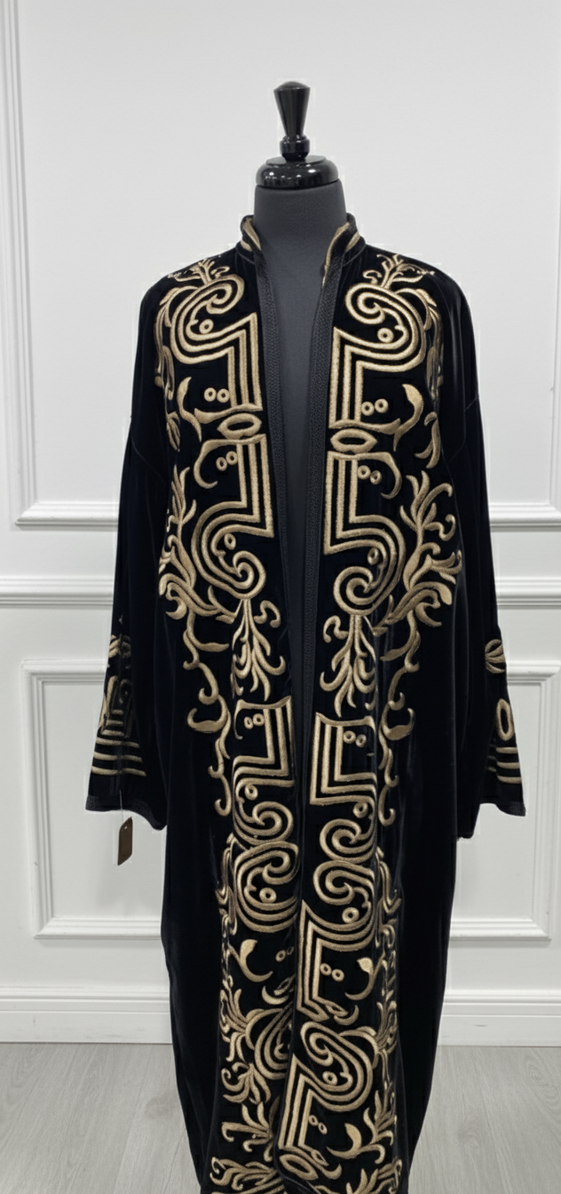 Kimono noir brodé bronze