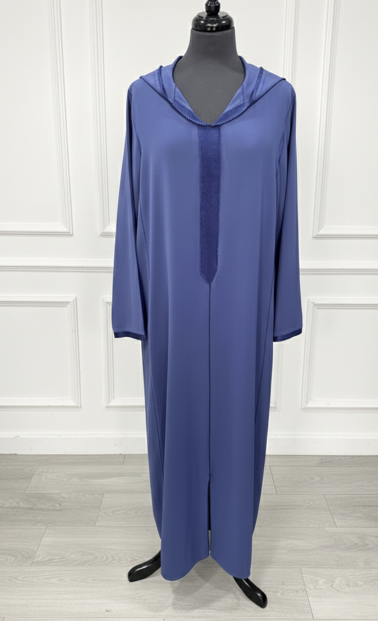 Djellaba crêpe bleue – randa hssira