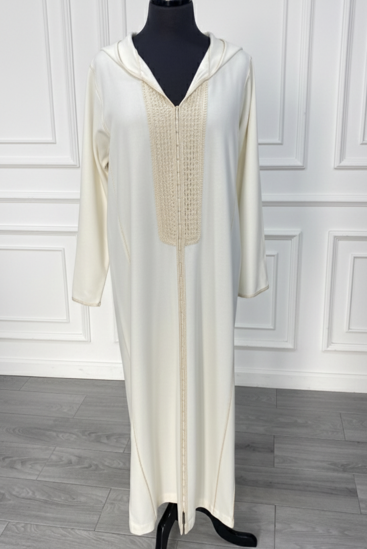 Djellaba Mlifa blanc cassé – fait mains