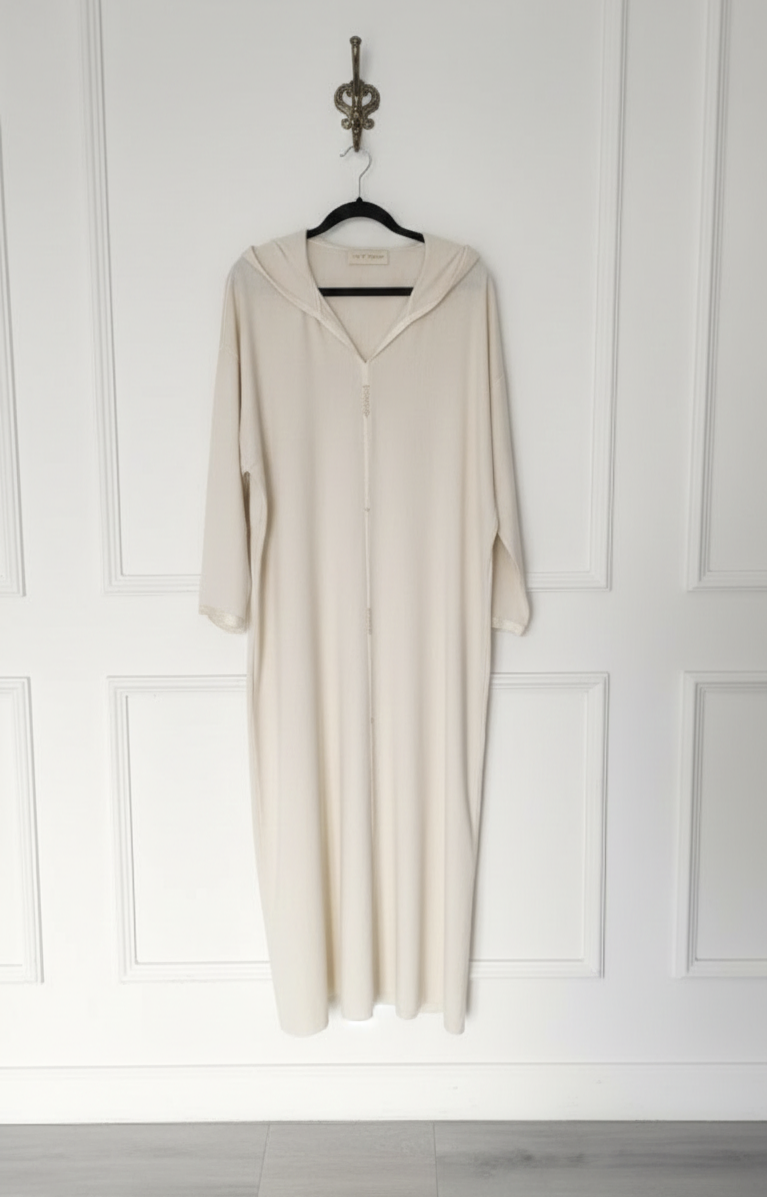 Djellaba en lin blanc cassé – berchmane