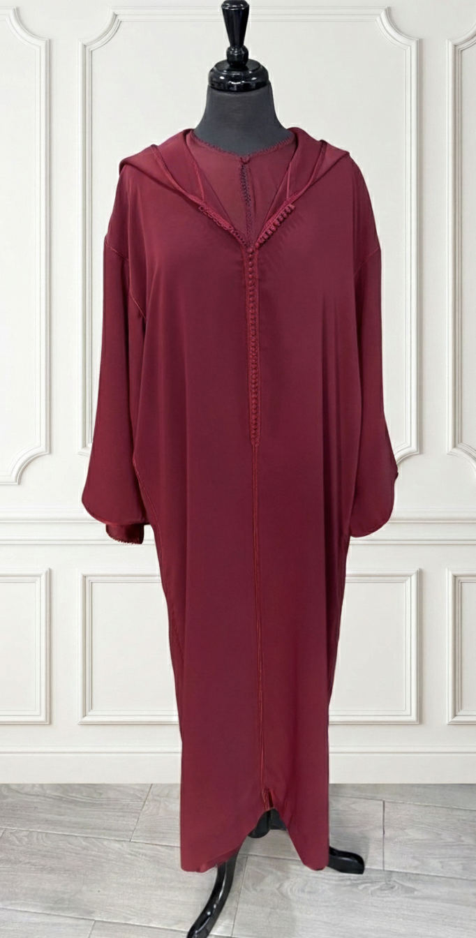 Djellaba 2 pièces bordeaux – 39ad + kmiss randa