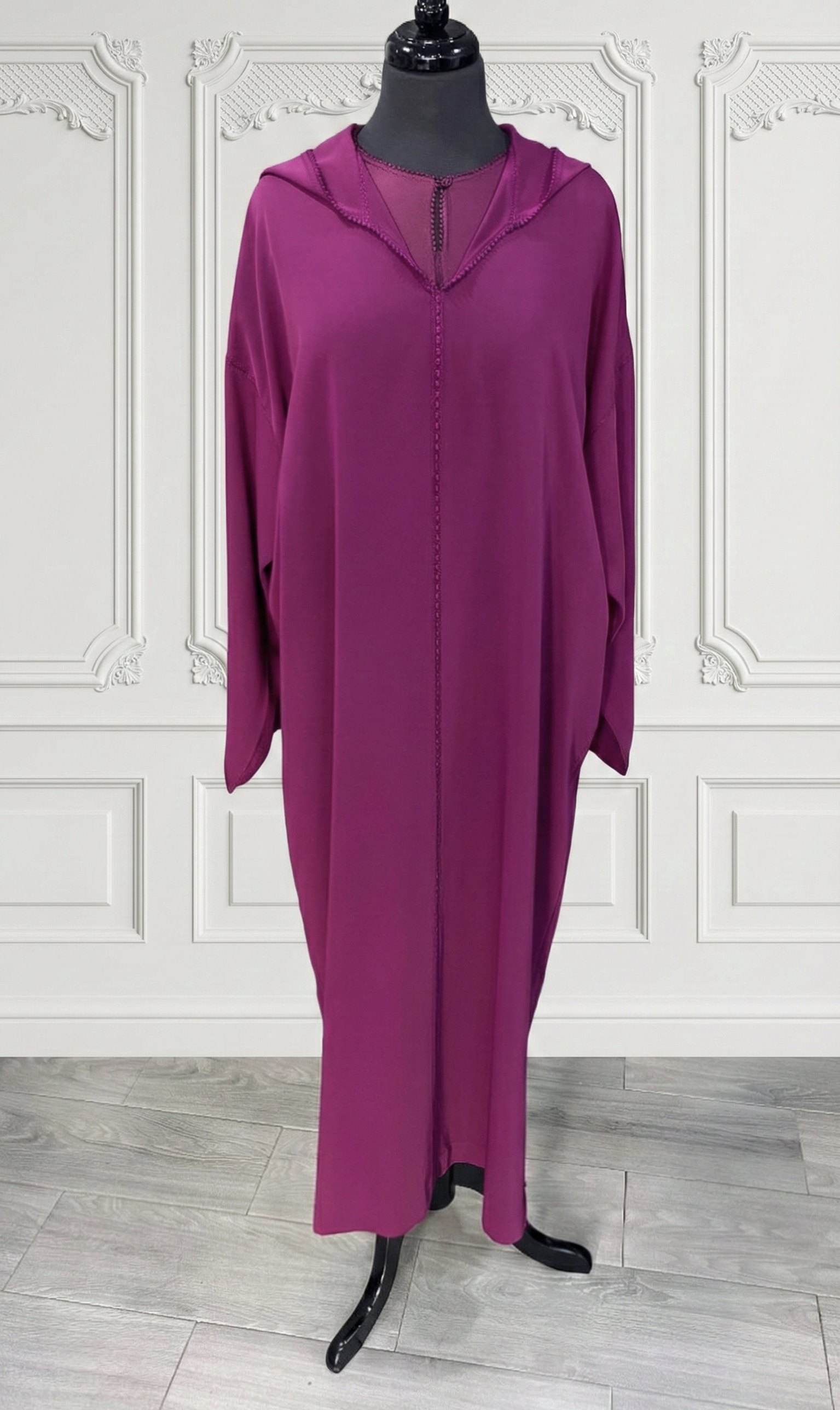 Djellaba crêpe 2 pièces randa – cerise