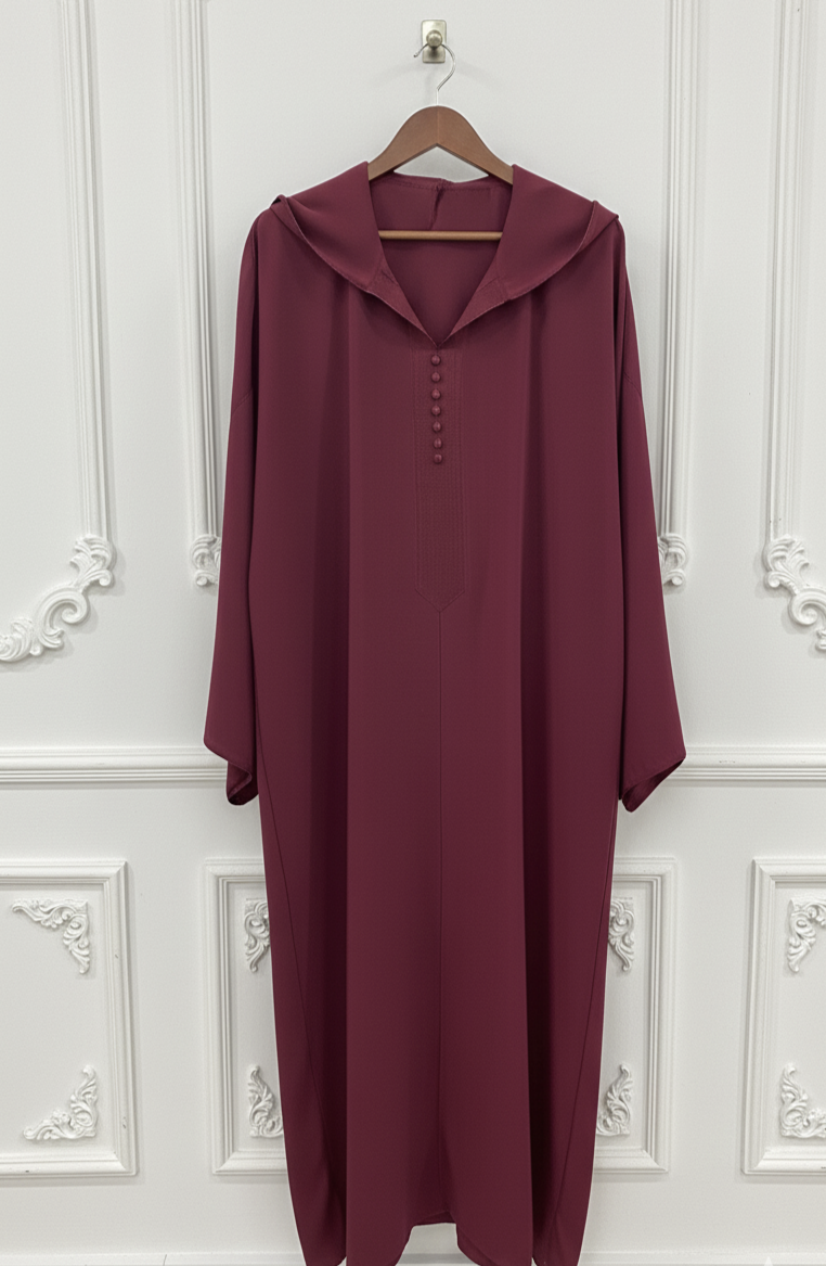 Djellaba bordeaux randa